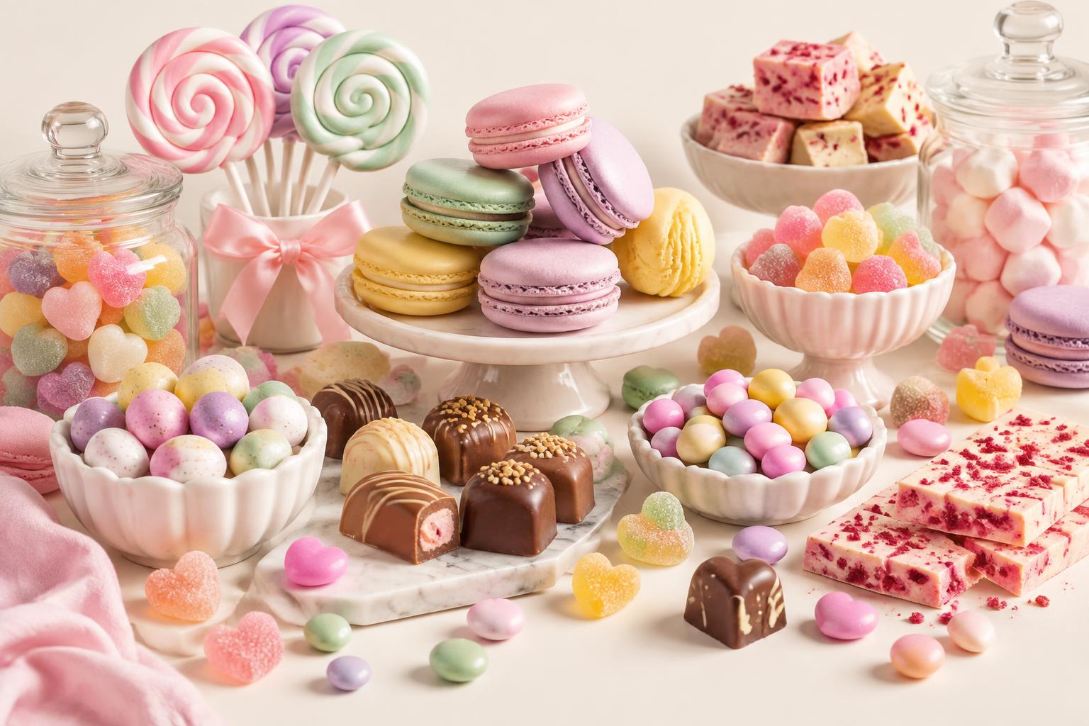 A table of colourful sweets